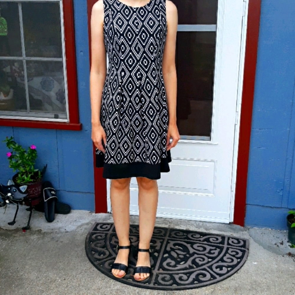 Alyx petite black and white pattern dress